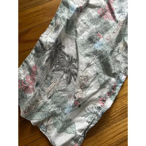 C&C California Linen Wide-Leg Cropped Tropical Pants – Size XL - Picture 2 of 6